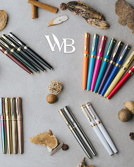 Wordsworth & Black Fountain Pen Set, Medium Nib, Includes 24 Pack Ink Cartridges, Ink Refill Converter & Gift Box, Calligraphy, [All Black], Perfect for Men & Women
