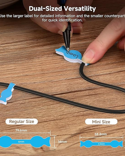 Cable Matters 160-Pack Reusable Hook-and-Loop Cable Tags - Writeable and Dual-Sized, Cord Labels/Cable Labels for Electronics