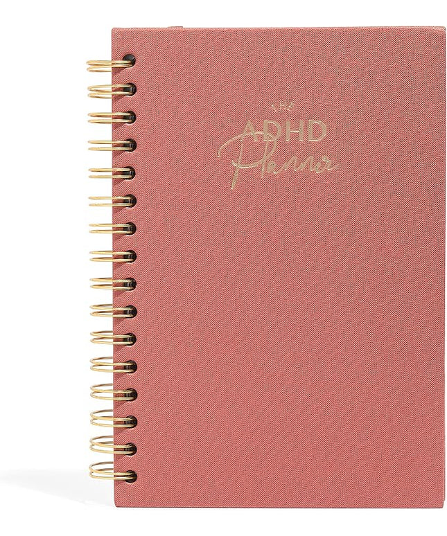 The ADHD Planner - Undated Daily Weekly Schedule Organizer Journal for Disorganized People - Habit Tracker Record Emotions & Mood - Academic Goals - Structure & Focus for Adults Brains (Spiral) (Red)