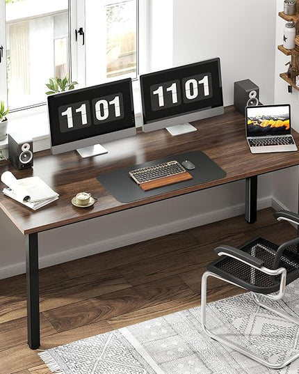 Need 63 Inch Large Computer Desk - Modern Simple Style Home Office Gaming Desk, Basic Writing Table for Study Student, Black Metal Frame, Walnut