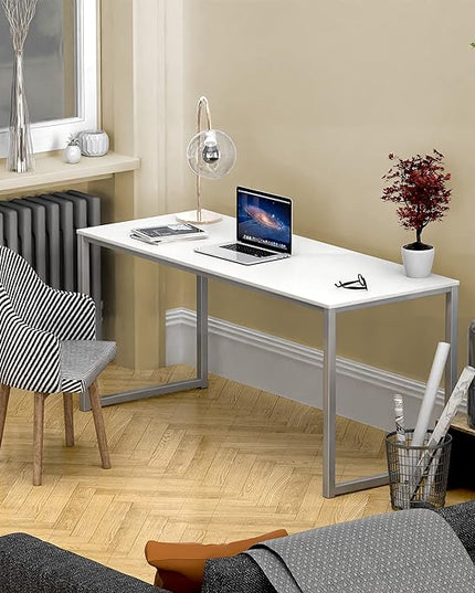 SHW Mission 55-Inch Home Office Computer Desk, White
