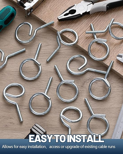 Yaocom 200 Pcs 1/4"-20 Machine Threaded Bridle Rings 1-1/4" Diameter Heavy Duty Bridle Wiring Rings Cable Hangers for Low Voltage Cable Pipe Management