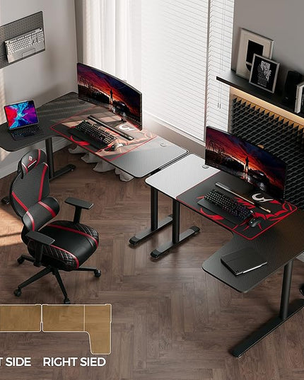 EUREKA ERGONOMIC L Shaped Gaming Desk, 60 Inch L60 Home Office Corner PC Computer Gamer Table Large Writing Workstation Gifts w Mouse Pad Cable Management, Space Saving, Easy to Assemble, Left, Black