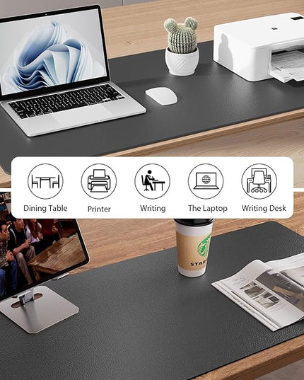 Aothia Leather Desk Pad Protector, Mouse Pad, Office Desk Mat, Non-Slip PU Leather Desk Blotter, Laptop Desk Pad, Waterproof Desk Writing Pad for Office and Home (Gray,23.6" x 13.7")