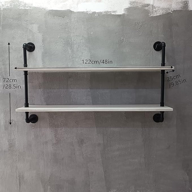 Floating Shelves for Wall Bookshelf Industrial Pipe Shelving Shelves Natural Wood Planks 48 inch Rustic Wall Shelves Hanging Bookshelves Farmhouse Kitchen Shelving