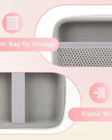 Nelko Genuine Case Compatible P21 Label Maker, Compatible with Most Mini Label Printers, for Labeler Makers & Labeling Tapes, Box with Mesh Pocket for Batteries Accessories (Case Only), Pink
