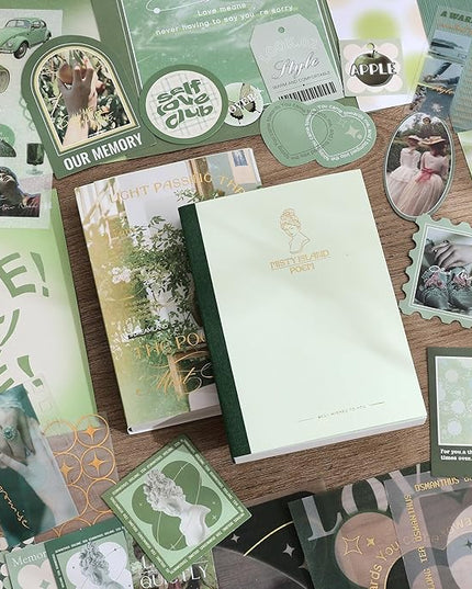 emmoolife Scrapbooking Supplies Kit, Vintage Aesthetic Scrapbook Kit for Bullet Junk Journal, Stationery, A6 Grid Notebook, DIY Journaling Supplies, Birthday Craft Gift for Teen Girl Women