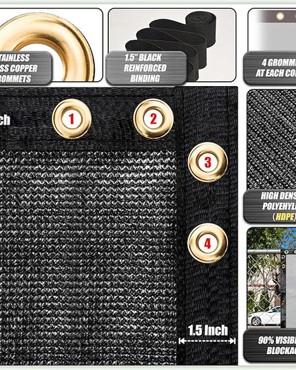 ColourTree Customized Size 6' Black and White Fence Screen Privacy Screen Heavy Duty Cable Zip Ties Included