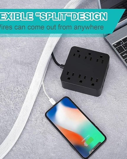 6.6ft - 4/5 inch Gold Cable Sleeve, Cable Organizer for Desk PC TV Computer, Wire Protector Cable Wrap Cover, Cord Management for Home Office