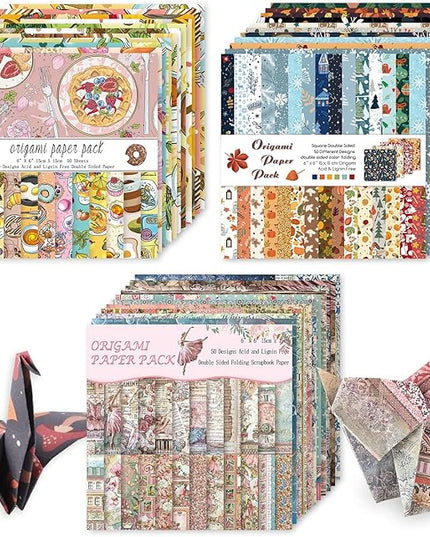 Origami 6x6 Paper Kit 150 Sheets 150 Vivid Colors Double Sided Same Printed Traditional Patterns Square for Arts Crafts Projects Japan Traditional Chiyo.Snack