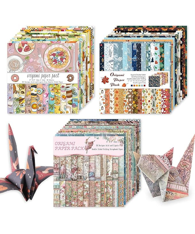 Origami 6x6 Paper Kit 150 Sheets 150 Vivid Colors Double Sided Same Printed Traditional Patterns Square for Arts Crafts Projects Japan Traditional Chiyo.Snack