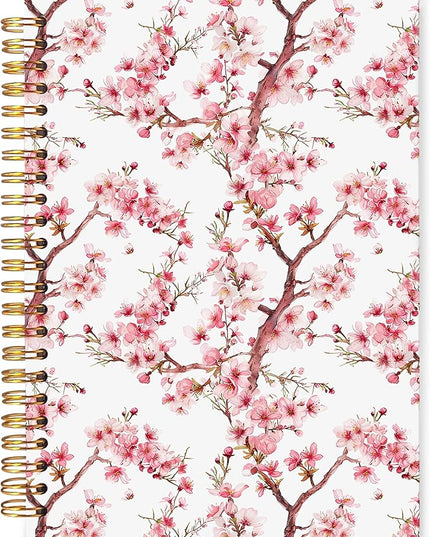 Cherry Blossom Spiral Notebook Journal 5.5x8.3, Pink Floral Journal for Women, Japanese Flower Notebook, Cherry Blossom Gifts, Pink Office Supplies