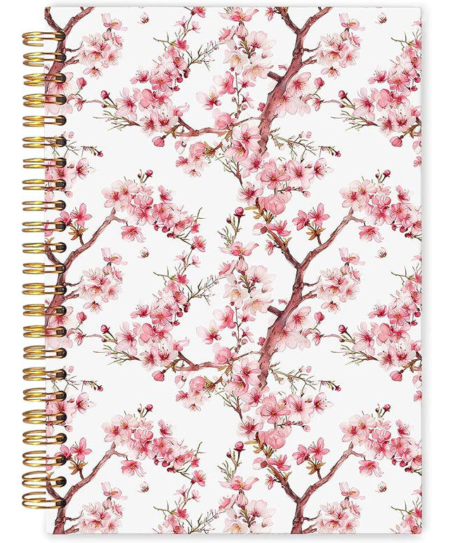 Cherry Blossom Spiral Notebook Journal 5.5x8.3, Pink Floral Journal for Women, Japanese Flower Notebook, Cherry Blossom Gifts, Pink Office Supplies