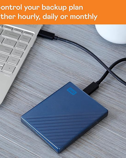 WD 5TB My Passport Ultra, Blue, Portable External Hard Drive, backup software with defense against ransomware, and password protection, USB-C and USB 3.1 - WDBFTM0050BBL-WESN