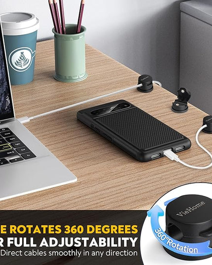 8 Pack Magnetic Cable Management Clips - Ideal Cord Holder for Nightstand, Desk, Charger Holder - Phone Cord Holder w/360 Rotation