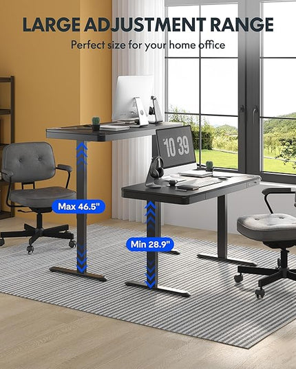 FLEXISPOT Comhar Electric Standing Desk with Drawer Desktop & Adjustable Frame Quick Install w/USB Charge Ports (Black, Wood)