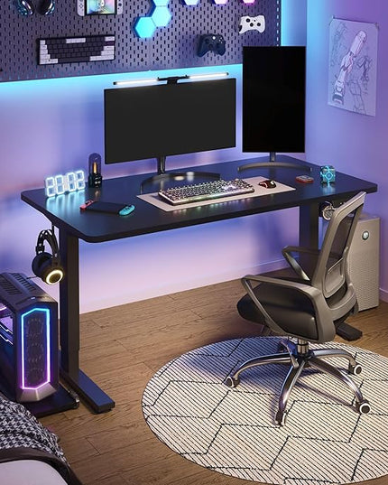FLEXISPOT EN1 One-Piece Standing Desk, 48"x24" Seamless Desktop Electric Height Adjustable Desk for Home Office, Multi-Monitor Setups & Easy Assembly, Black (Black Frame)