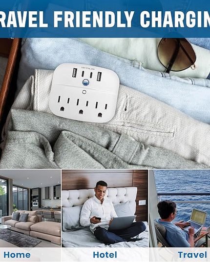 Cruise Approved Non Surge Power Strip [2 USBC, 2 USB, 3 AC] - Cruise Essentials for Carnival, Celebrity, Princess, Norwegian, MSC & Major Cruise Lines