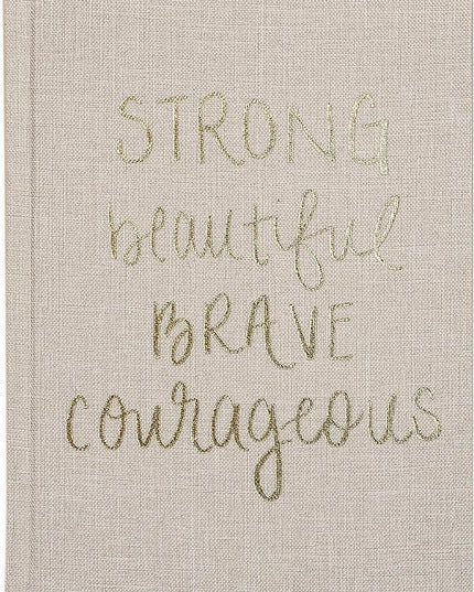 Sweet Water Decor Cute Motivational Lined Composition Notebook for Women, 100 Ruled Pages for Writing, Diary with Fabric Inspirational Cover (Strong Beautiful Brave Courageous)