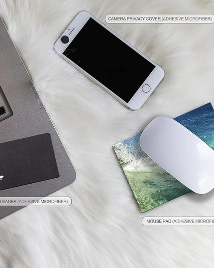 Adhesive Mouse Pad - Peel and Sticks to Any Surface - Travel Mouse Pad, Sticky for Any Surface - Excellent Tracking - Beach Barrel Wave