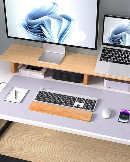 Aothia Large PU Leather Desk Pad Protector – Non-Slip Mouse Pad & Writing Mat for Office/Home, Waterproof, Easy to Clean (Soft Lavender, 23.6" x 13.7")