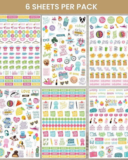 Bloom Daily Planners Productivity Stickers - Variety Sticker Pack - Six Sticker Sheets Per Pack!