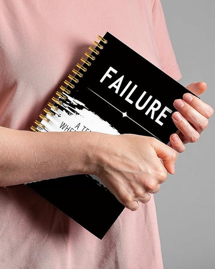 Failure Inspirational Notebook Journal, Motivational Office Notebooks for Work, Encouragement Gifts for Women Men, Gifts for Employees, Black Hardcover Spiral Notebook 5.5x8.3