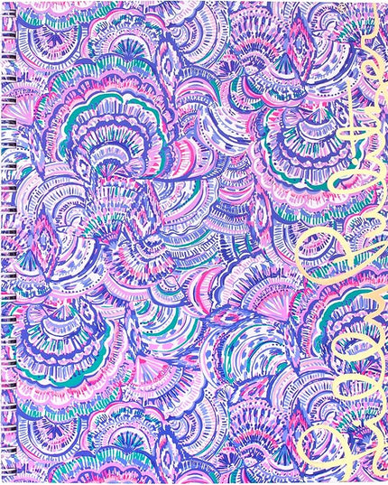 Lilly Pulitzer Large Blue Hardcover Spiral Notebook, 11" x 9.5" with 160 College Ruled Pages, Happy As A Clam