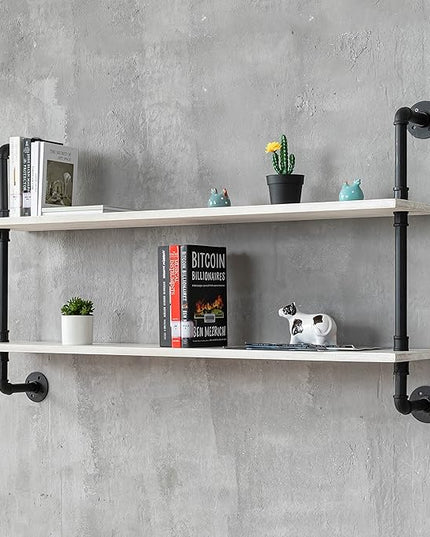 Floating Shelves for Wall Bookshelf Industrial Pipe Shelving Shelves Natural Wood Planks 48 inch Rustic Wall Shelves Hanging Bookshelves Farmhouse Kitchen Shelving