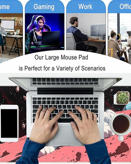 Cat Desk Mat Full Desk Mouse Pad Gaming Mat XXL, Fun Desktop Mats Computer Keyboard Pad Extra Large Mouse Mat, Laptop Mat with Stitched Edges, Office & Home Decor for Women 31.5" x 15.7"