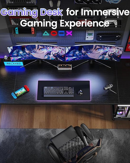 PRAISUN 78 X 24 Inch Office Computer Desk with Power Outlets and USB-C Port, Larger and Longer Gaming Desk, for Home Office, Study, Writing Work from Home Table, Metal Frame, Black