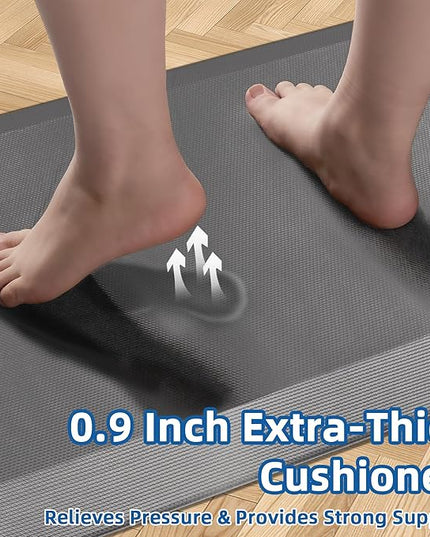 Anti Fatigue Kitchen Mats for Floor, Grey 9/10 Extra Thick Cushioned Standing Desk Mat, Comfort Memory Foam Ergonomic Kitchen Rugs and Mats Non-Slip Waterproof for Office, Kitchen, Sink, 20" x 39"
