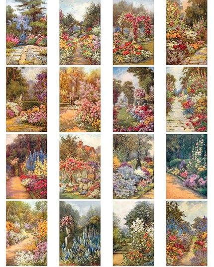 PIXILUV Vintage PostCards 24 pcs Rural Pastoral Flowers Garden Retro Postcards REPRINT