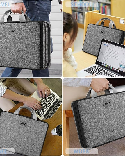 ZINZ Laptop Case 15 15.6 16 inch Sleeve, Expandable Computer Hand Bag with Multi-pockets Compatible with MacBook Pro 16 inch M4/M3/M2/M1, MacBook Air/Pro 15 inch and 15-16 inch Notebooks，G01BK01