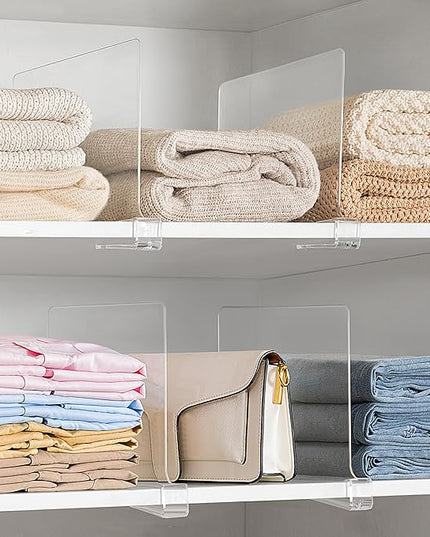 HBlife 18 Pack Clear Shelf Dividers, Vertical Purse Organizer for Closet Perfect for Sweater, Shirts, Handbags in Bedroom and Kitchen, Adjustable Acrylic Bookshelf for Organization