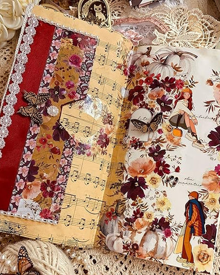 WT Autumn Rose Wide PET Tape, Single Roll, Original Designs, Floral Decorative Tape, Transparent Craft Tape for Bujo Planner & DIY Supplies, Watercolor Flowers