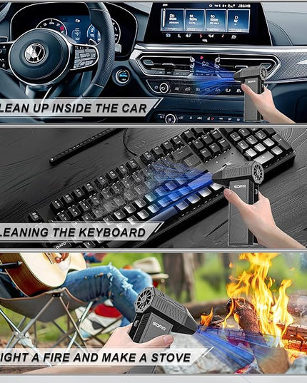SDFM Electric Air Duster - 130000RPM Compressed Air Duster，3 Gear Adjustable Jet Dry Blower can Reusable Can for Computer Keyboard,Outdoors,Car,Home.… (Black)