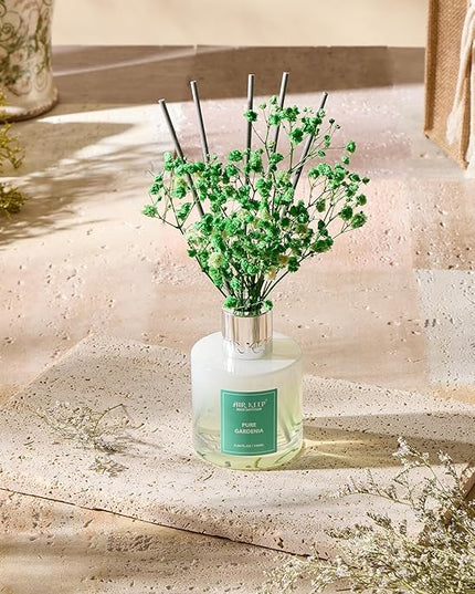 Airkeep Reed Diffuser Set,3.38 fl oz (100 ml) - Pure Gardenia Oil Diffusers with 8 Reed Sticks, Home Fragrance Reed Diffuser for Bathroom Shelf Decor