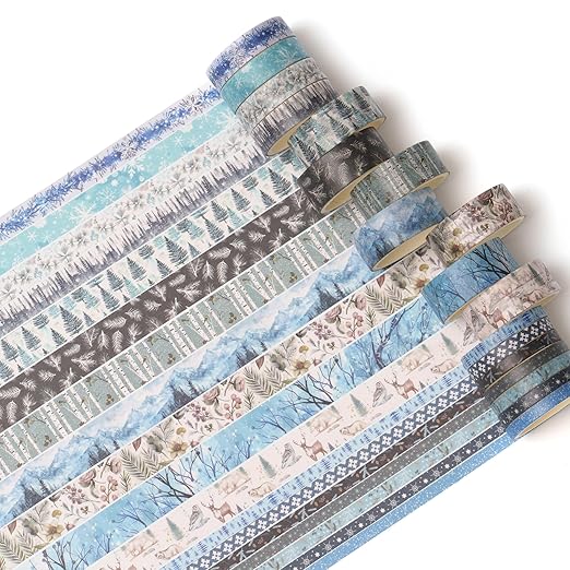 Songdao 18 Rolls Seasons Flowers Washi Tape Set Floral Arts Adhesive Tapes Blooming Garden Decorative Masking Tape Sets for Craft, Kids, Scrapbook, DIY, Gift Wrapping (Winter)