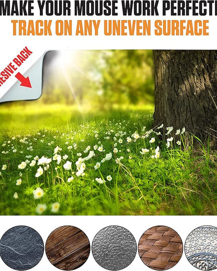 Adhesive Mouse Pad - Peel and Sticks to Any Surface - Travel Mouse Pad, Sticky for Any Surface - Excellent Tracking - Sunny Meadow