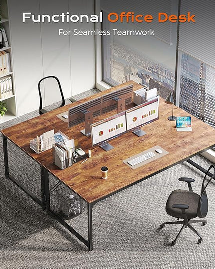 PRAISUN 70.8 X 29.5 Inch Computer Desk with Deeper Desktop, Gaming Office Writing Work Desk for Home Office, Study, Bedroom, Work from Home, Metal Frame, Rustic Brown