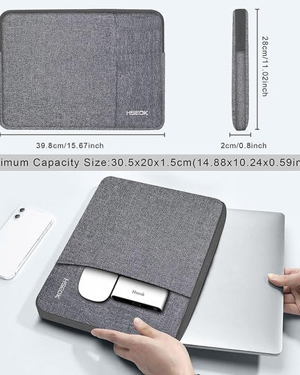 Hseok Laptop Case 15.6 Inch Sleeve, Shockproof Protective Water Repellent with Accessory Pocket,Compatible with Mac Pro 16 inch 2025-2019, Sleeve Bag for Most 15 15.6 16 Notebooks,L01G07