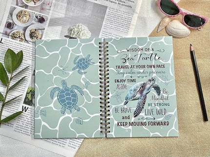 Cute Notebooks Journal For Women - Sea Turtle Dairy Funny Hardcover College Ruled Lined,5.8"X8.3",Pretty Spiral Meeting Notebook,Gifts For Sea Turtles Lover Men Friends On Birthday Christmas Mothers Day (Green)