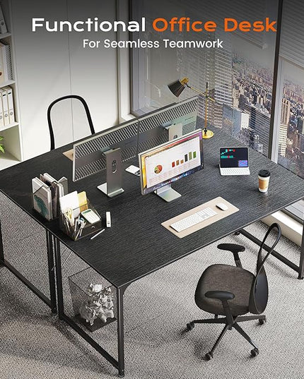 PRAISUN 47 X 24 Inch Computer Desk with Deeper Desktop, Gaming Office Writing Work Desk for Home Office, Study, Bedroom, Work from Home, Metal Frame, Black
