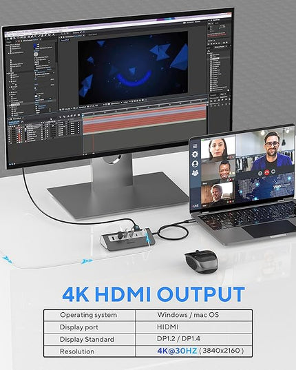 USB C Hub Multiport Adapter,Mosirui 9-in-1 USB-C Docking Station with 4K HDMI,5Gbps Type C 3.0,USB-A3.0/2.0,100W PD, SD/TF for MacBook/Pro iPad/Dell/HP/Desktop/Laptops(1.64 FT)