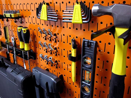 Wall Control Pegboard Value Pack - (3) Pack of Wall Control 16-Inch Tall x 32-Inch Wide Horizontal Orange Metal Wallboards for Home & Garage Tool Storage Organization (Orange Pegboard)