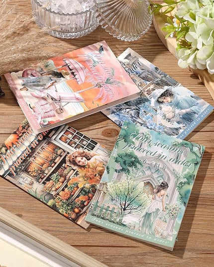 Auguro 4 Books for Seasons Stickers for Scrapbooking 480 Pre-Cut Pet Transparent Stickers for journaling Spring Summer Fall and Winter Sticker
