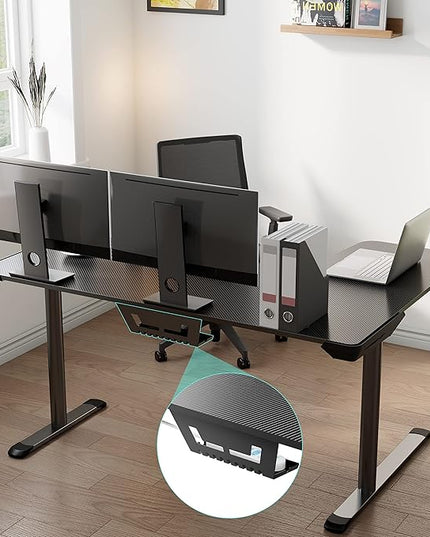 EUREKA ERGONOMIC L Shaped Gaming Desk, 60 Inch L60 Home Office Corner PC Computer Gamer Table Large Writing Workstation Gifts w Mouse Pad Cable Management, Space Saving, Easy to Assemble, Left, Black
