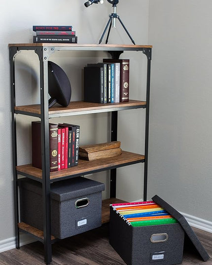 Internet's Best Collapsible File Storage Organizer | Decorative Linen Filing & Storage Office Box | Letter/Legal | Grey