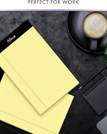 5x8 Small Notebooks – 12 Pack Narrow Ruled, Yellow Perforated Note Pads with 50 Sheets Per Notepad, (No Ink Bleeding) Ideal Legal Pads for Writing, Note Taking, Home, Office, School